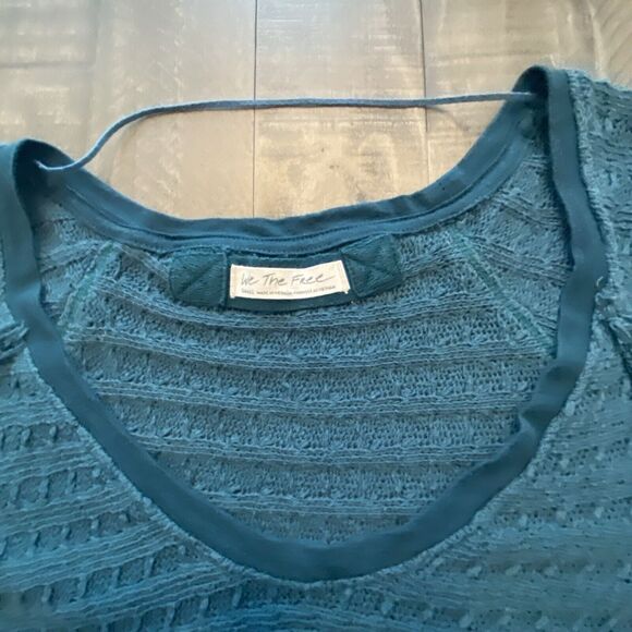 Free People We‎ The Free Teal Thien's Hacci Sweater Top Size Small - Picture 4 of 13